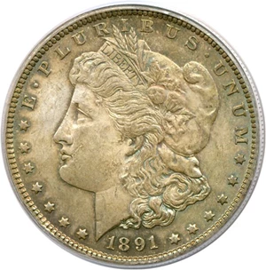 image for: Top 100 VAM: 1891 $1 VAM 2 Doubled Ear PCGS MS64