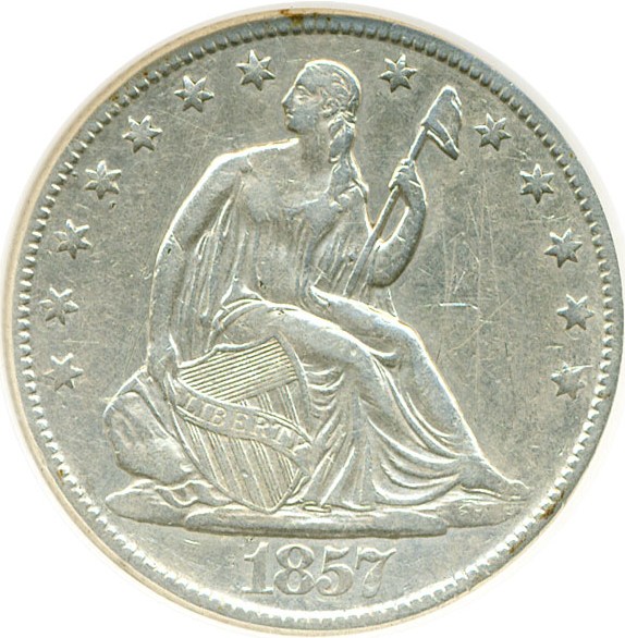 image for: 1857-O 50c DGS XF40  (Cleaned, Scratched)