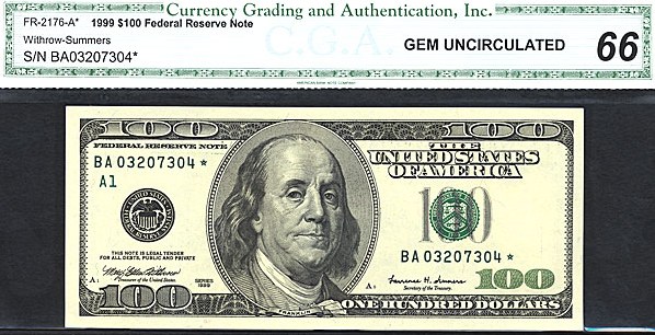 1999 $100 Boston (Fr. 2176A)