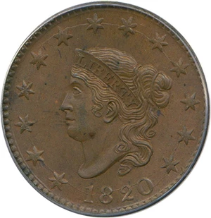 image for: 1820 1c Large Date PCGS MS64 BN