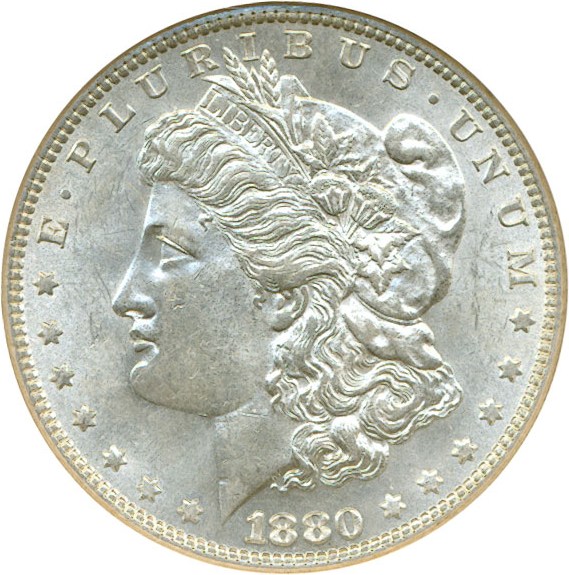 image for: Top 100 VAM: 1880 $1 NGC MS62  (VAM 9  8/7 Stem)