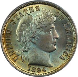 image for: 1894 10c PCGS/CAC MS65 * Color *