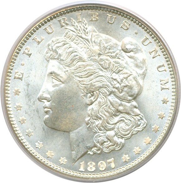 image for: Top 100 VAM: 1897 $1 VAM 6A Pitted Reverse PCGS MS66