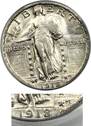 image for: 1918/7-S 25c PCGS AU55