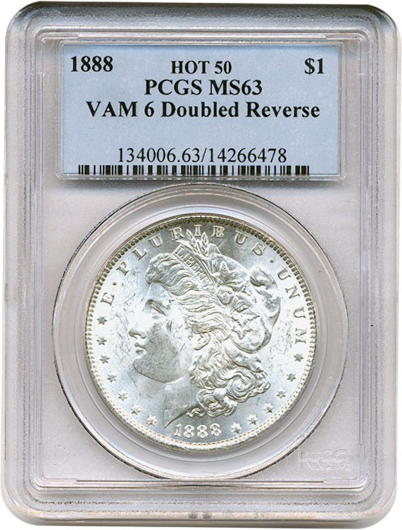 image for: Hot 50 VAM: 1888 $1 VAM 6 Doubled Reverse PCGS MS63