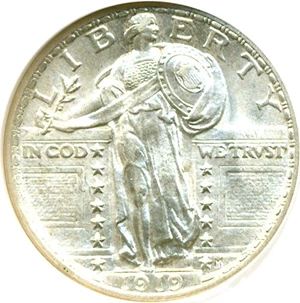 image for: 1919 25c DGS AU58 (Lightly Scratched)