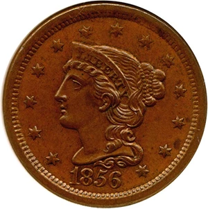 image for: 1856 1c Upright 5 NGC MS64 BN