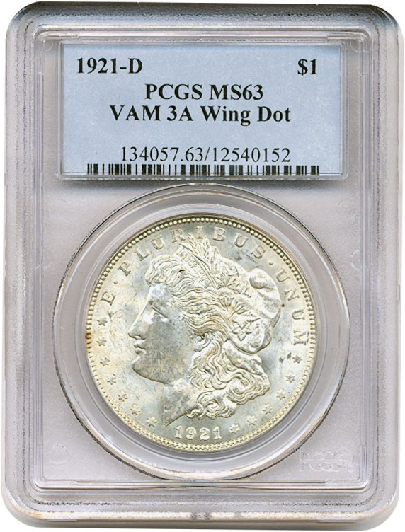 1921-D $1  Wing Dot, VAM-3A AU55 CAC thumbnail 22