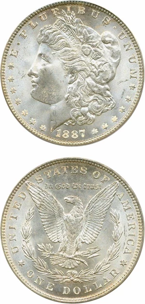 image for: Top 100 VAM: 1887 $1 VAM 12 Alligator Eye PCGS MS66