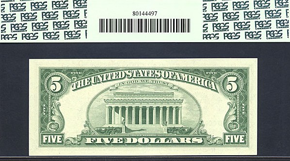 image for: Fr.1967D 1963 $5 Dark Green Seal PCGS Gem CU66 PPQ [D00496305] - ex: Tom Flynn Collection