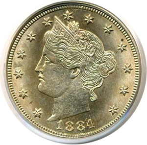 image for: 1884 5c PCGS MS64 OGH