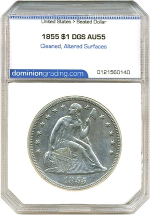 image for: 1855 $1 DGS AU55 (Cleaned, Altered Surfaces)