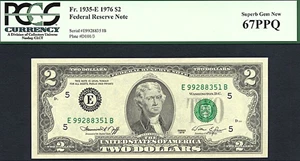 image for: 1976 $2 PCGS Gem CU67 PPQ (Fr.1935E)