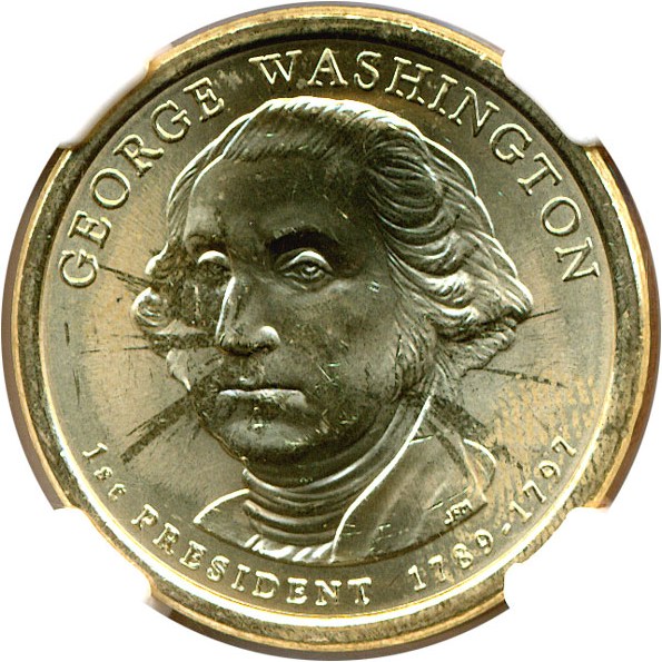 image for: Error: 2007-P $1 Washington - Missing Edge Lettering NGC MS64 