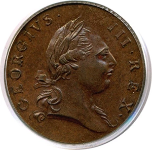 image for: 1773 1/2 P Virginia, Period PCGS MS64 BN