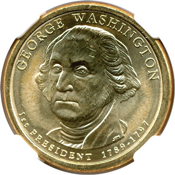 image for: Error: 2007-P $1 Washington - Missing Edge Lettering NGC MS65 