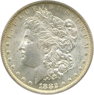 image for: Top 100 VAM: 1882-O $1 VAM 5 O/S Broken PCGS MS63