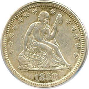 image for: 1858 25c PCGS AU50