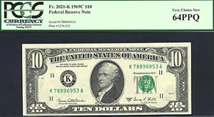 image for: 1969C $10 PCGS Choice CU64 PPQ (Fr.2021K)