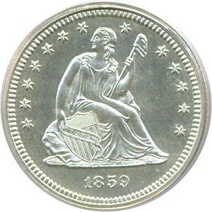 image for: 1859 25c PCGS Proof 65 Cameo