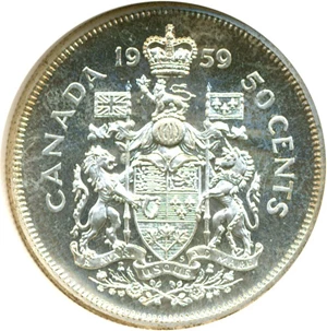 image for: Canada: 1959 50c NGC PL 66 Cameo
