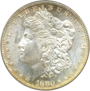 image for: Top 100 VAM: 1880-S $1 VAM 8 8/7 Medium S PCGS MS66