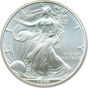 image for: 1997 $1 Silver Eagle PCGS MS68