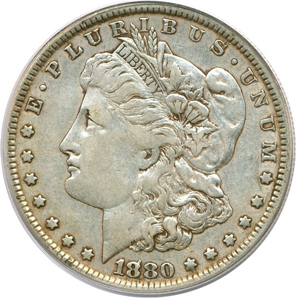 image for: Top 100 VAM: 1880 $1 VAM 1A  Knobbed 8 PCGS XF40