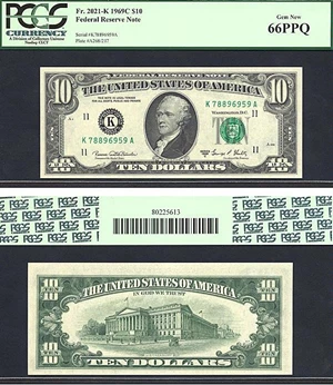 image for: 1969C $10 PCGS Gem CU66 PPQ (Fr.2021K)