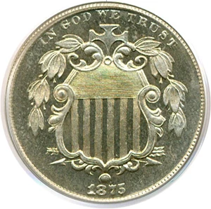 image for: 1875 5c PCGS/CAC Proof 65