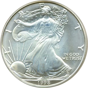 image for: 1998 $1 Silver Eagle PCGS MS68