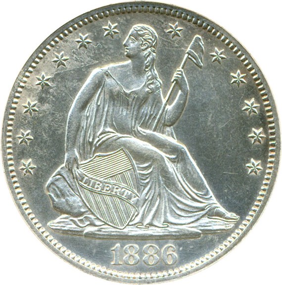 image for: 1886 50c DGS Proof 62  (Lightly Cleaned, Environmental Damage)