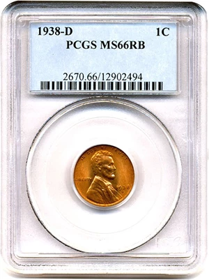 image for: 1938-D 1c PCGS MS66 RB