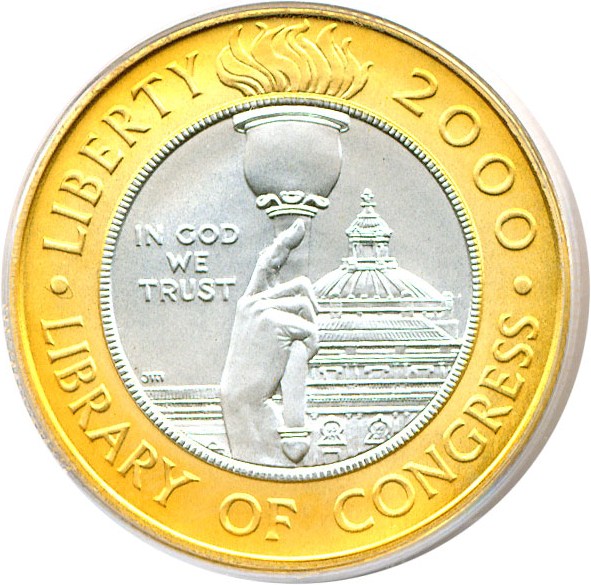 image for: 2000-W $10 Library of Congress (Bimetallic) PCGS MS69