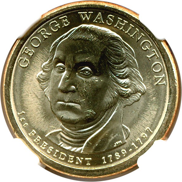 image for: Error: 2007-P $1 Washington - Missing Edge Lettering NGC MS64 