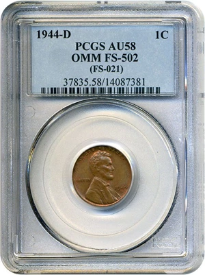 image for: 1944-D OMM 1c FS-502 (FS-021) PCGS AU58