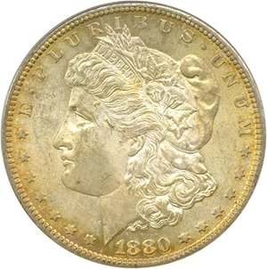 image for: Top 100 VAM: 1880-S $1 VAM 10 8/7 Crossbar PCGS MS63