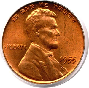 image for: 1955/1955 1c Doubled Die PCGS/CAC MS63 RD