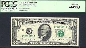 image for: 1969C $10 PCGS Gem CU66 PPQ (Fr.2021K)