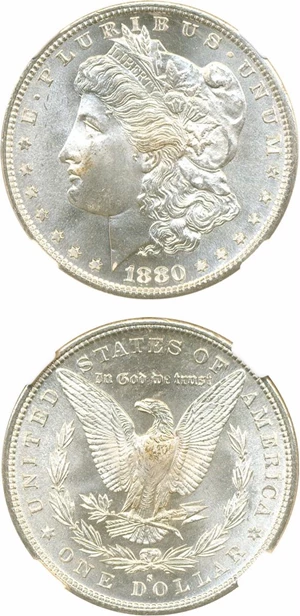 image for: Top 100 VAM: 1880-S $1 VAM 8 8/7 Medium S NGC MS67