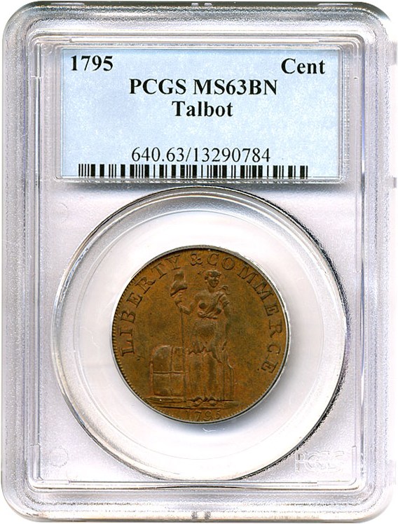 image for: 1795 Talbot Cent Letter Ed PCGS MS63 BN
