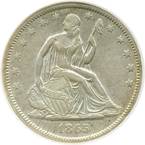 image for: 1865-S 50c DGS XF45 (Lightly Cleaned, Light Scratch Obverse)