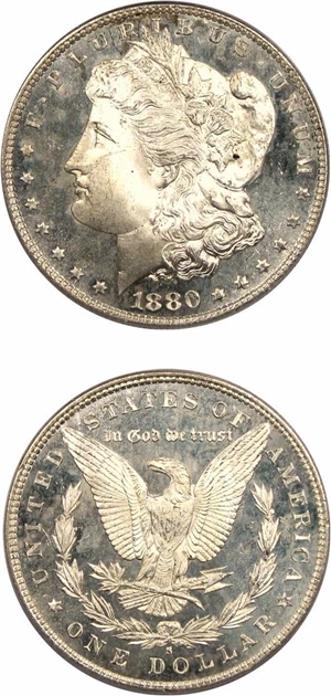 image for: Hot 50 VAM: 1880/9-S $1 VAM 11 0/9 Overdate PCGS MS66 DMPL