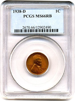image for: 1938-D 1c PCGS MS66 RB
