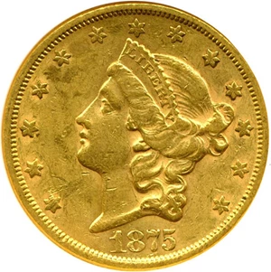 image for: 1875-S $20 NGC AU50