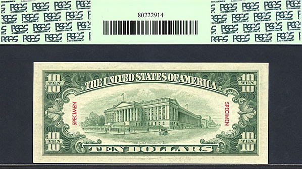 image for: Specimen Note: 1950E $10 PCGS Gem CU65 PPQ (Fr.2015L)