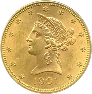 image for: 1901 $10 PCGS MS64