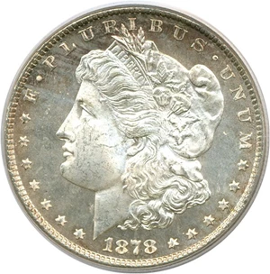 image for: 1878 8TF $1 VAM 17 Diagonal in 8 PCGS MS65