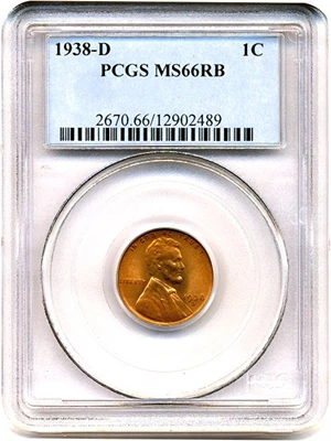 image for: 1938-D 1c PCGS MS66 RB