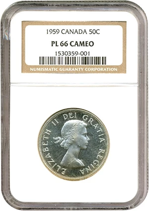 image for: Canada: 1959 50c NGC PL 66 Cameo